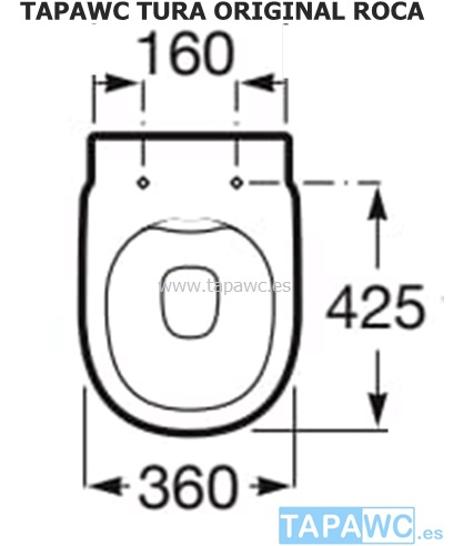 Asiento inodoro TURA 42.5X36X16 original tapawc Roca