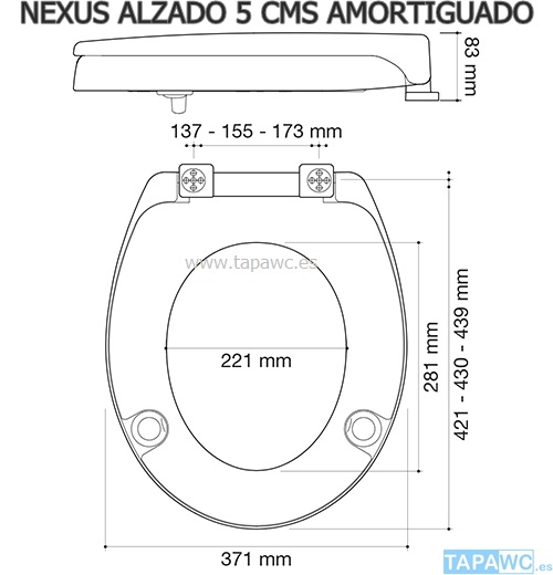 TAPA NEXUS ELEVADOR 5 CMS AMORTIGUADO TAPAWC ESPECIAL (última unidad)