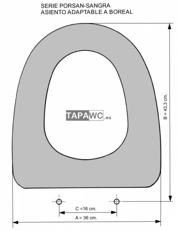 Asiento inodoro BOREAL tapawc compatible Sangra AMORTIGUADO