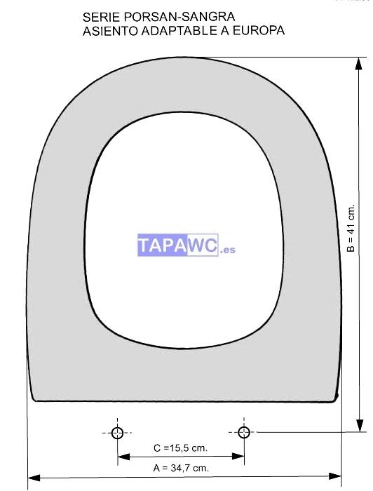 Asiento inodoro SUSPENDIDO EUROPA Tapawc Compatible Porsan/Sangra AMORTIGUADO