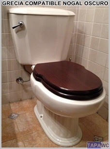 Tapa inodoro compatible NOGAL OSCURO tapawc madera amortiguado